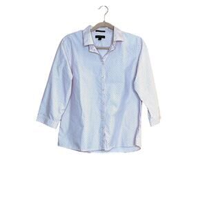 Lands' End womens size 12 button-up shirt pink/black non-iron career wear